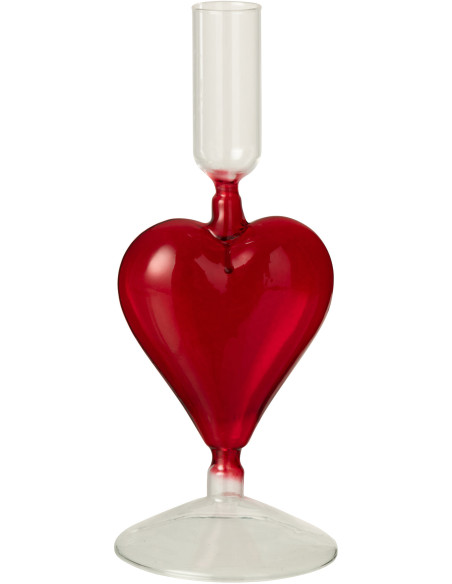 Bougeoir original Coeur Hauteur 20 cm en Verre Rouge Transparent Hearto - 1