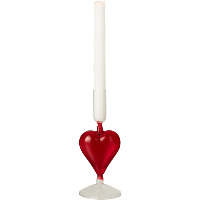 Bougeoir original Coeur Hauteur 20 cm en Verre Rouge Transparent Hearto - 2