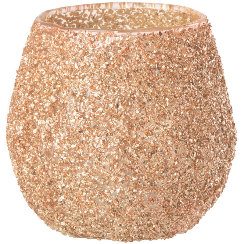 Petit Photophore moderne Diamètre 10 cm en Verre Pêche - 1