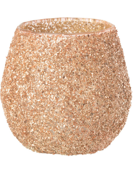 Petit Photophore moderne Diamètre 10 cm en Verre Pêche - 1