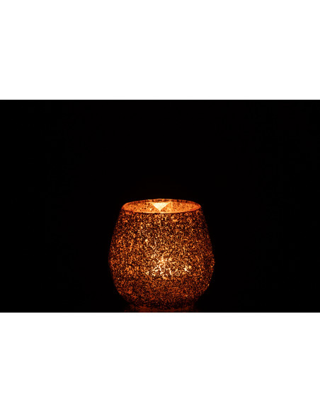 Petit Photophore moderne Diamètre 10 cm en Verre Pêche - 4