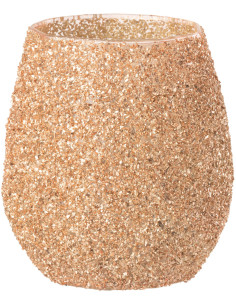 Photophore moderne Diamètre 12 cm en Verre Pêche - 1