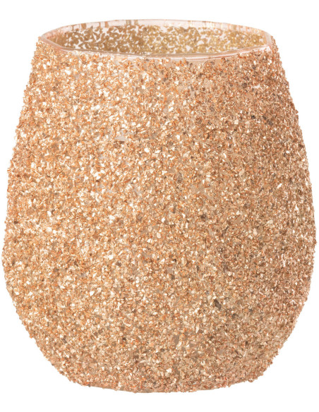 Photophore moderne Diamètre 12 cm en Verre Pêche - 1