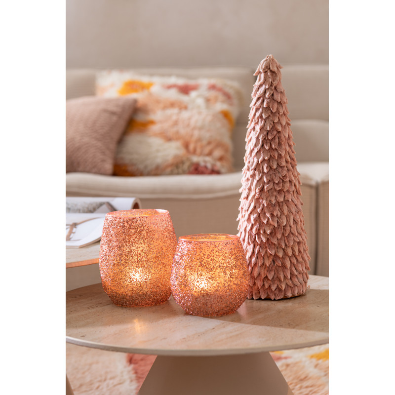 Photophore moderne Diamètre 12 cm en Verre Pêche - 2