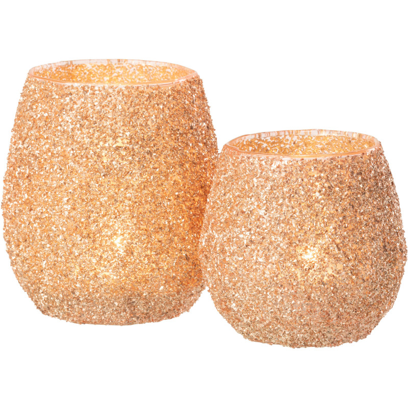 Photophore moderne Diamètre 12 cm en Verre Pêche - 6