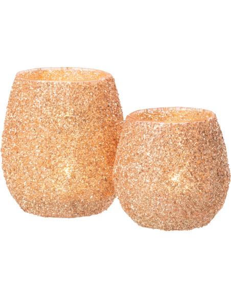 Photophore moderne Diamètre 12 cm en Verre Pêche - 6