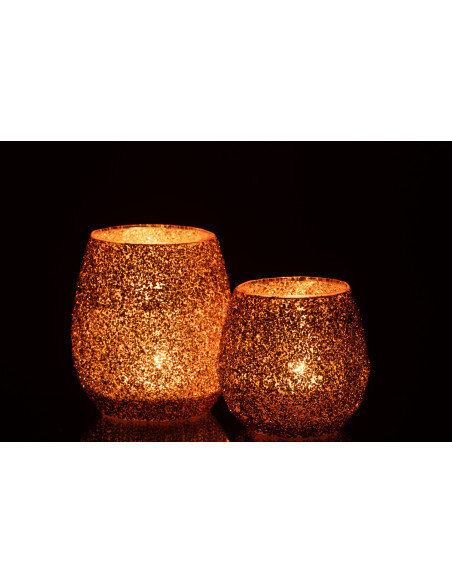 Photophore moderne Diamètre 12 cm en Verre Pêche - 7