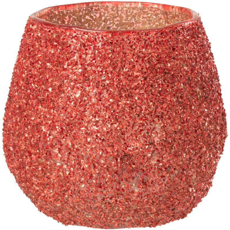 Petit Photophore moderne Diamètre 10 cm en Verre Rouge - 1