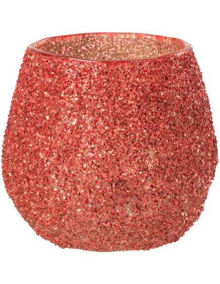 Petit Photophore moderne Diamètre 10 cm en Verre Rouge - 1