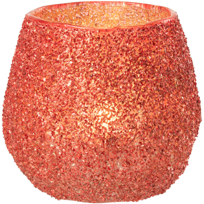 Petit Photophore moderne Diamètre 10 cm en Verre Rouge - 2