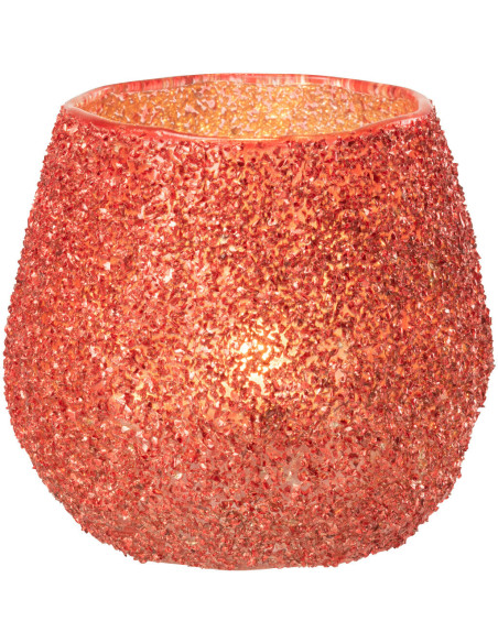 Petit Photophore moderne Diamètre 10 cm en Verre Rouge - 2