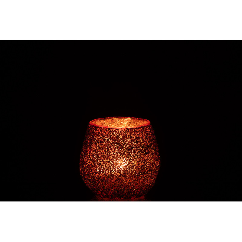 Petit Photophore moderne Diamètre 10 cm en Verre Rouge - 3