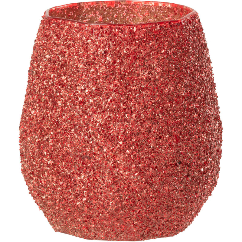 Photophore moderne Diamètre 12 cm en Verre Rouge - 1