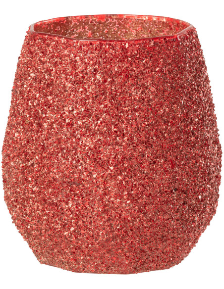 Photophore moderne Diamètre 12 cm en Verre Rouge - 1