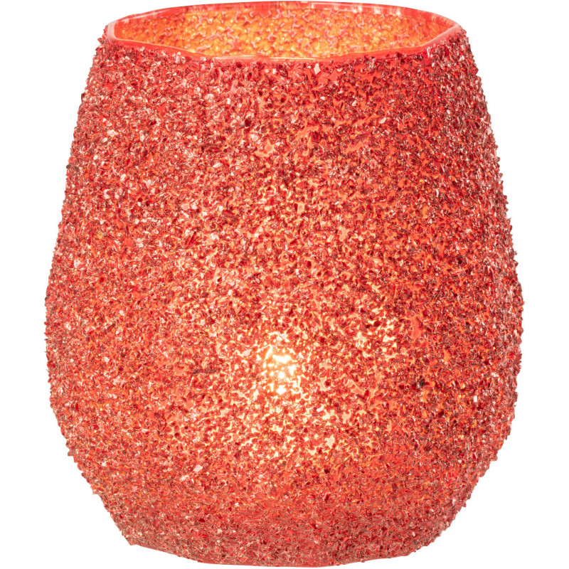 Photophore moderne Diamètre 12 cm en Verre Rouge - 2