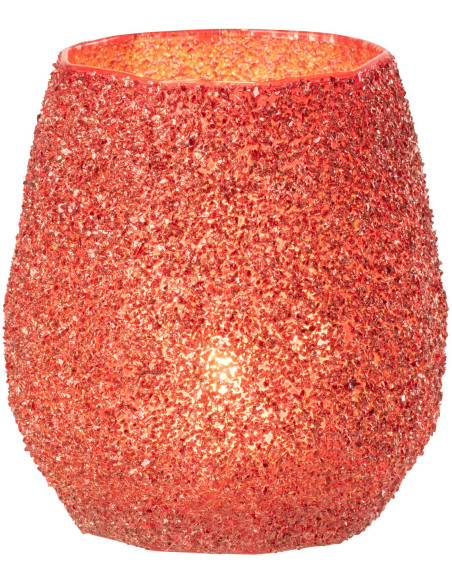 Photophore moderne Diamètre 12 cm en Verre Rouge - 2