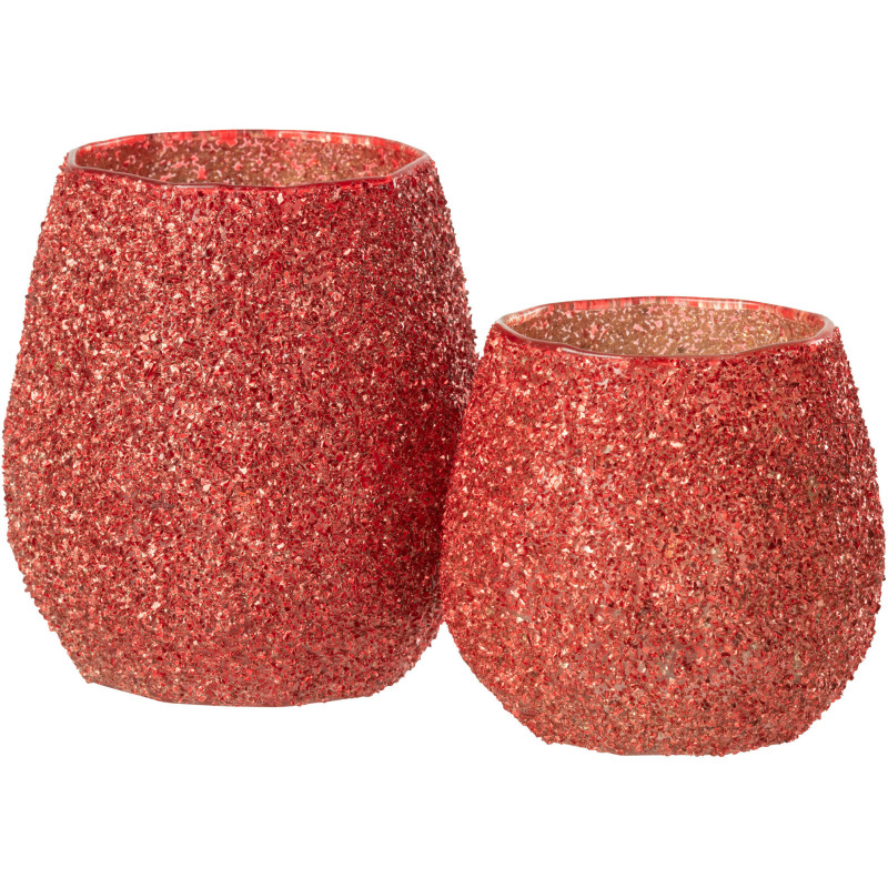 Photophore moderne Diamètre 12 cm en Verre Rouge - 4