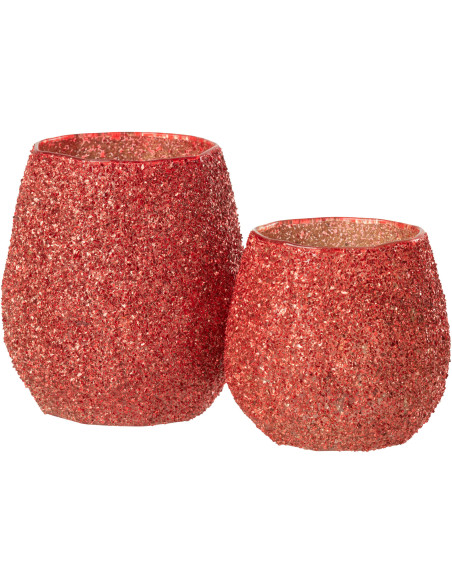 Photophore moderne Diamètre 12 cm en Verre Rouge - 4