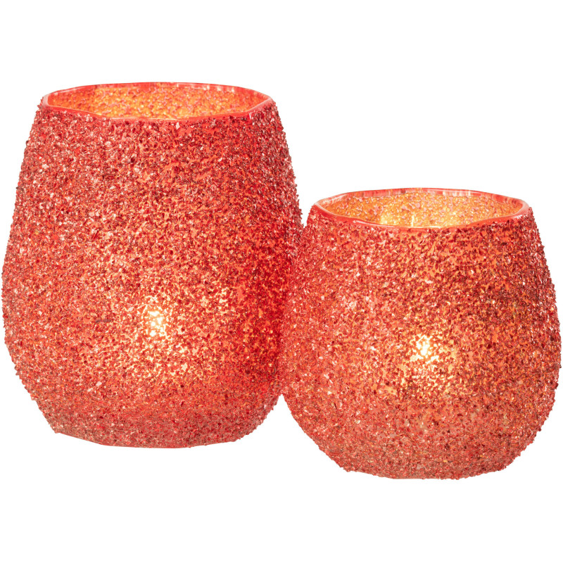 Photophore moderne Diamètre 12 cm en Verre Rouge - 5