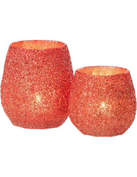 Photophore moderne Diamètre 12 cm en Verre Rouge - 5