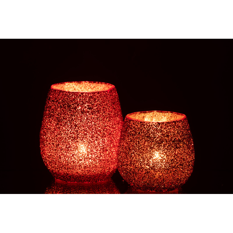 Photophore moderne Diamètre 12 cm en Verre Rouge - 6