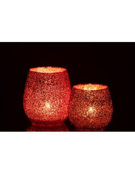 Photophore moderne Diamètre 12 cm en Verre Rouge - 6