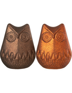 Petite Lampe à poser Led Hiboux Hauteur 14 cm en Verre Marron foncé Marron rouille Luxino (Lot de 2) - 1