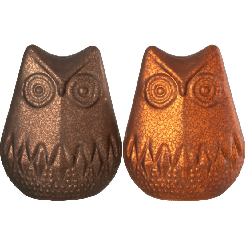 Petite Lampe à poser Led Hiboux Hauteur 14 cm en Verre Marron foncé Marron rouille Luxino (Lot de 2) - 1