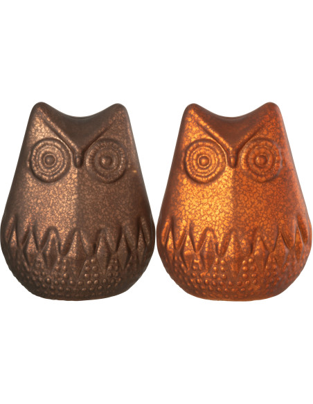 Petite Lampe à poser Led Hiboux Hauteur 14 cm en Verre Marron foncé Marron rouille Luxino (Lot de 2) - 1