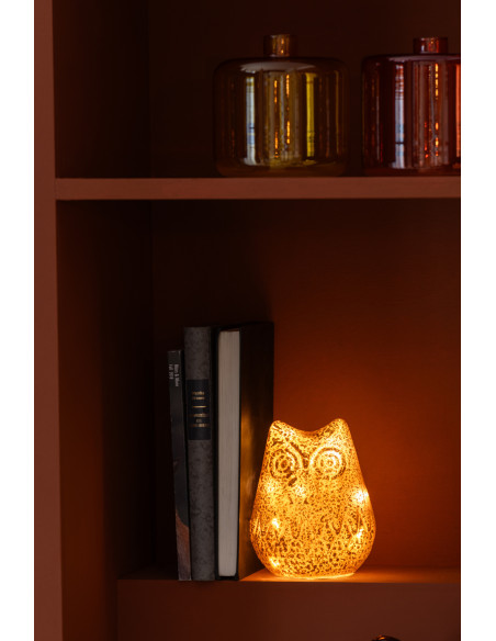 Petite Lampe à poser Led Hiboux Hauteur 14 cm en Verre Marron foncé Marron rouille Luxino (Lot de 2) - 2