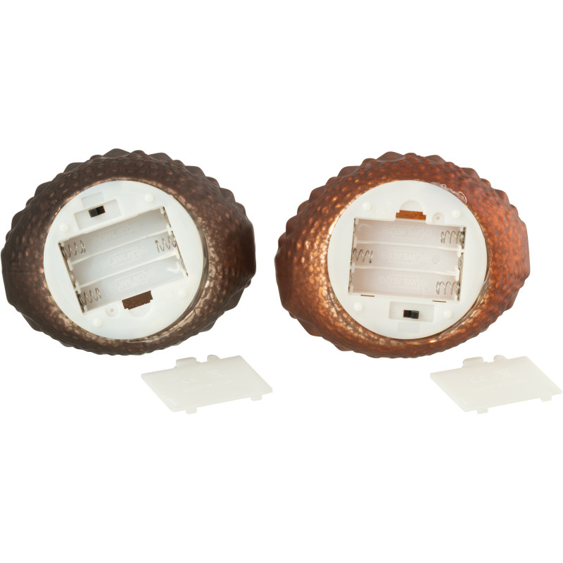 Petite Lampe à poser Led Hiboux Hauteur 14 cm en Verre Marron foncé Marron rouille Luxino (Lot de 2) - 5