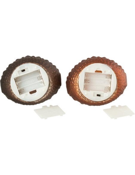 Petite Lampe à poser Led Hiboux Hauteur 14 cm en Verre Marron foncé Marron rouille Luxino (Lot de 2) - 5