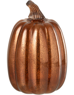 Petite Lampe poser Led Citrouille Hauteur 21 cm en Verre Marron Luxino - 1