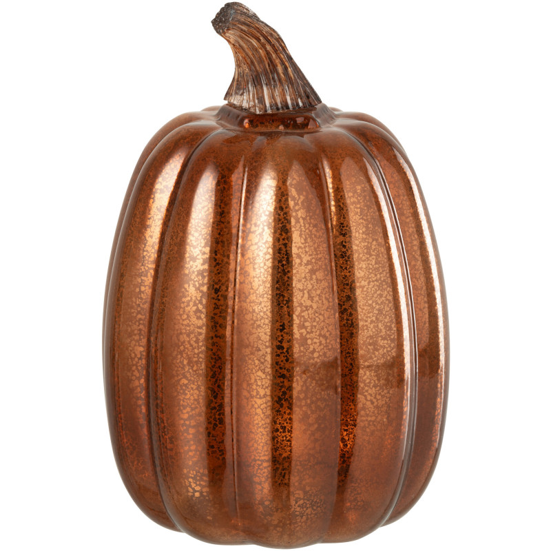 Petite Lampe poser Led Citrouille Hauteur 21 cm en Verre Marron Luxino - 1