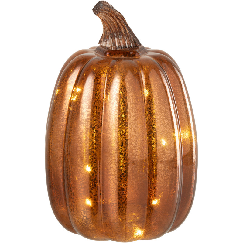 Petite Lampe poser Led Citrouille Hauteur 21 cm en Verre Marron Luxino - 2