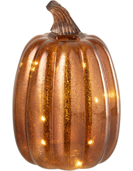 Petite Lampe poser Led Citrouille Hauteur 21 cm en Verre Marron Luxino - 2