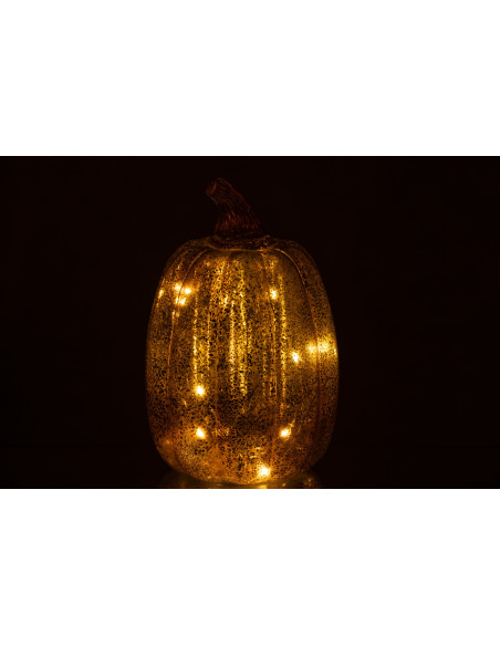 Petite Lampe poser Led Citrouille Hauteur 21 cm en Verre Marron Luxino - 3