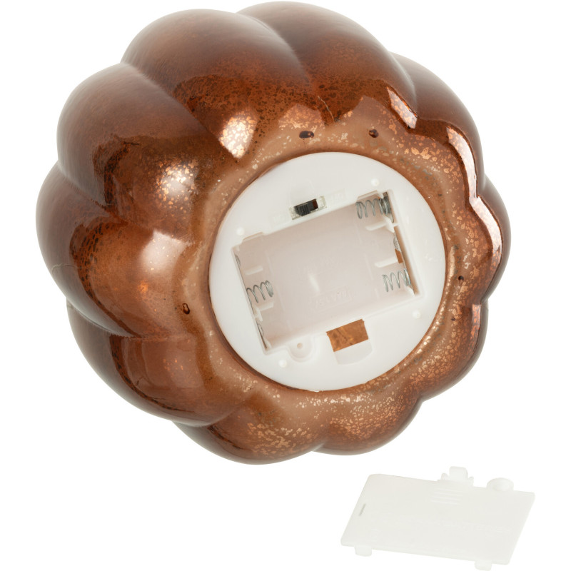 Petite Lampe poser Led Citrouille Hauteur 21 cm en Verre Marron Luxino - 4