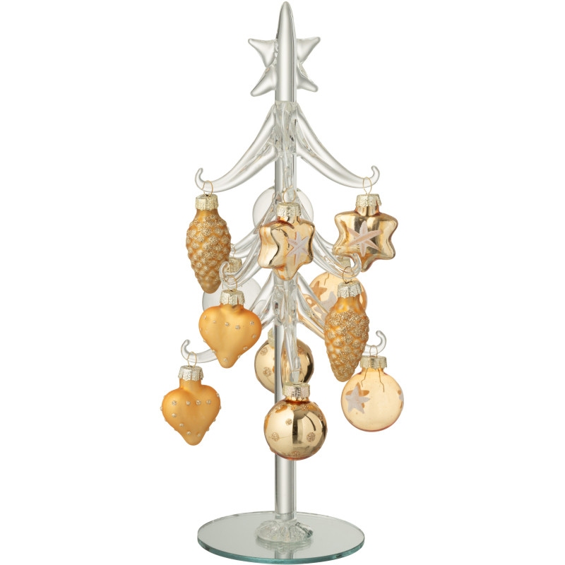 Sapin de Noël moderne chic avec déco Hauteur 26 cm en Verre Transparent Doré Glista - 1