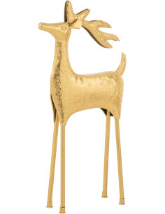 Grand Renne de Noël décoratif Hauteur 87 cm en Métal Doré Brillant Winstio - 1