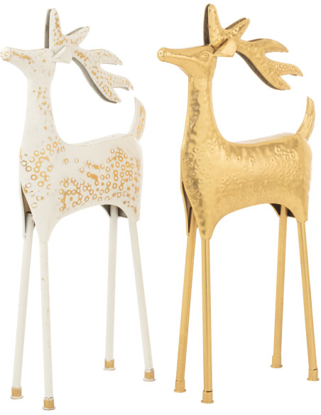 Grand Renne de Noël décoratif Hauteur 87 cm en Métal Doré Brillant Winstio - 2