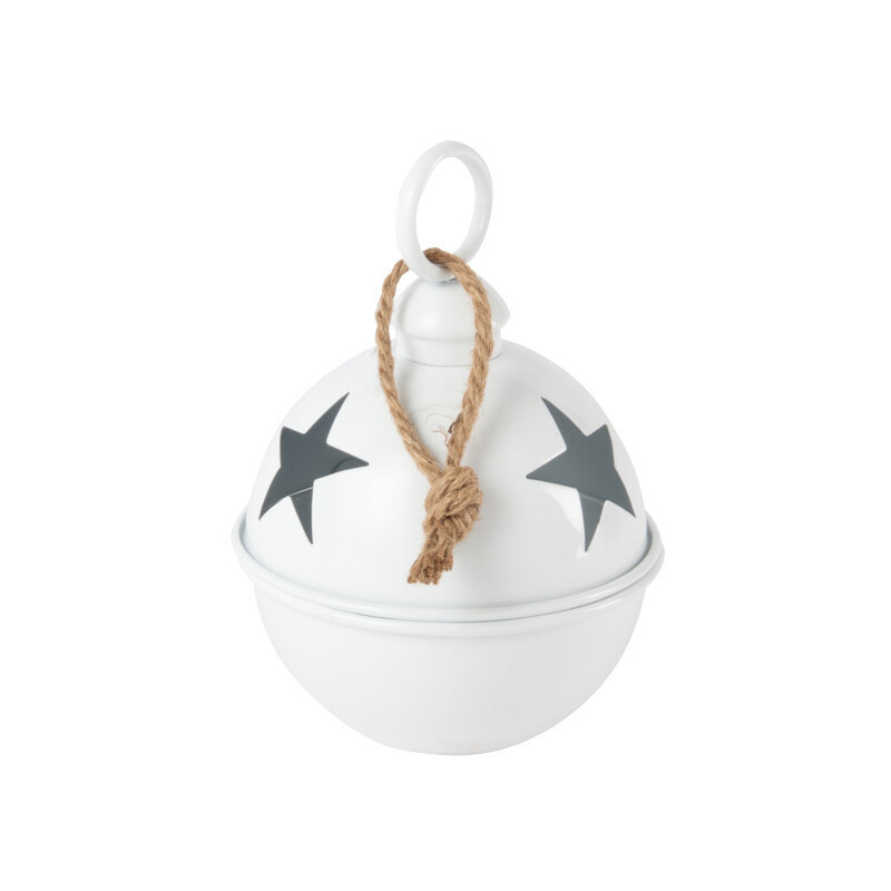 Grande Boule de Noël déco à suspendre Diamètre 16 cm en Métal Blanc Brillant Motif étoiles Stello - 1