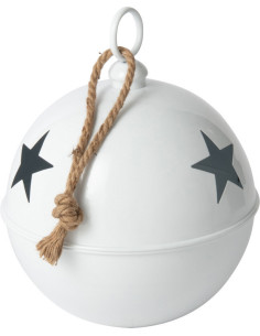 Grande Boule de Noël déco à suspendre Diamètre 30 cm en Métal Blanc Brillant Motif étoiles Stello - 1