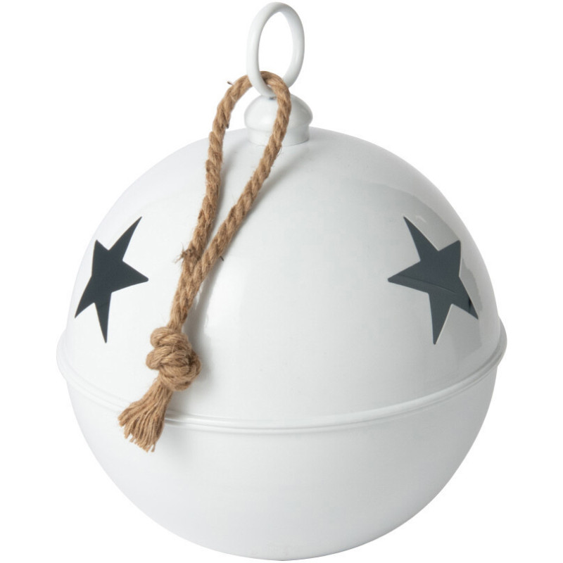 Grande Boule de Noël déco à suspendre Diamètre 30 cm en Métal Blanc Brillant Motif étoiles Stello - 1