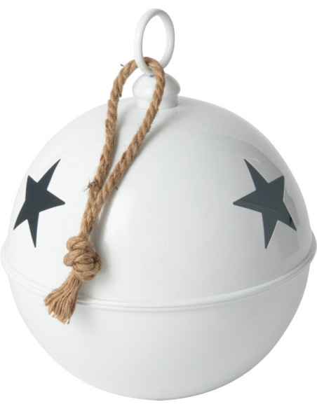 Grande Boule de Noël déco à suspendre Diamètre 30 cm en Métal Blanc Brillant Motif étoiles Stello - 1