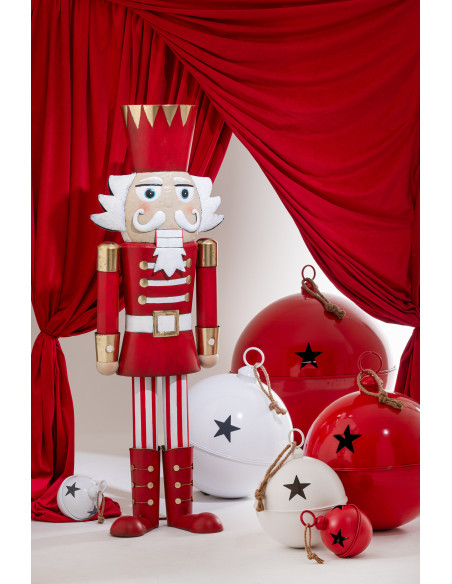 Grande Boule de Noël déco à suspendre Diamètre 30 cm en Métal Blanc Brillant Motif étoiles Stello - 2