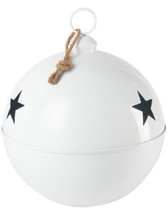Grande Boule de Noël déco XL à suspendre Diamètre 51 cm en Métal Blanc Brillant Motif étoiles Stello - 1