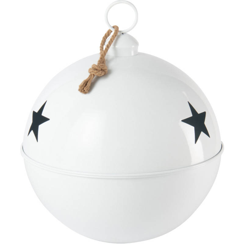 Grande Boule de Noël déco XL à suspendre Diamètre 51 cm en Métal Blanc Brillant Motif étoiles Stello - 1