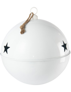 Grande Boule de Noël déco XXL à suspendre Diamètre 80 cm en Métal Blanc Brillant Motif étoiles Stello - 1