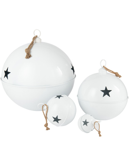 Grande Boule de Noël déco XXL à suspendre Diamètre 80 cm en Métal Blanc Brillant Motif étoiles Stello - 3